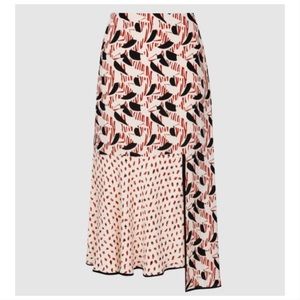 NWT Reiss Eline-Spliced Printed Midi Skirt